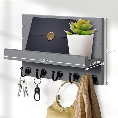 HONJIN Key and Mail Holder for Wall: Rustic Key Hanger Key Rack Organizer - Image 6