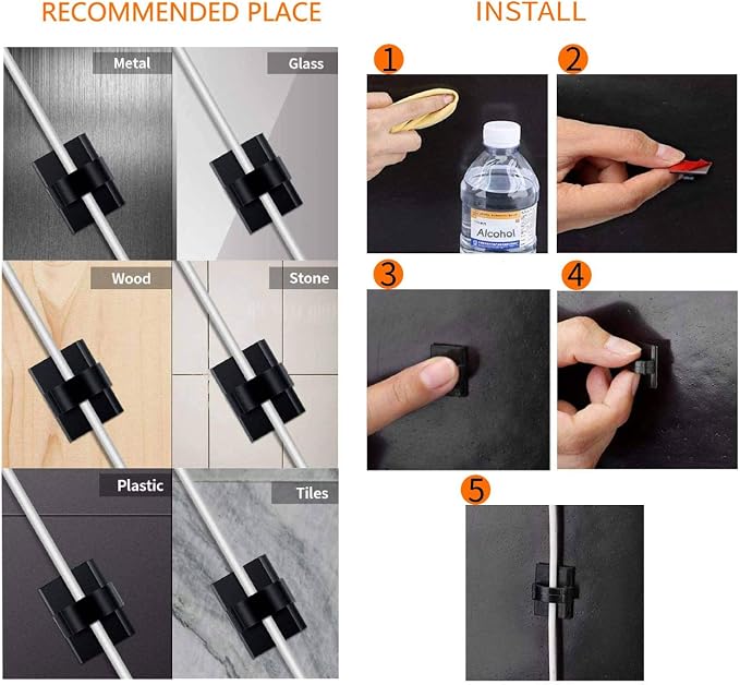 Adhesive Clips Strong Wire Holders 100 Pack Self-Adhesive Wire Clip Cable Cord - Image 5