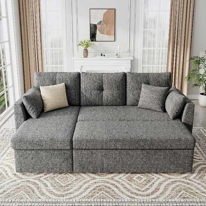 Huatean Home Sleeper Sofa Couch, 2 in 1 Sectional Sleeper Couch Bed - Image 2