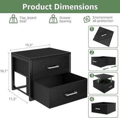BOLUO Stackable Storage Drawers Closet Organizers and Storage Fabric Black 2 - Image 3