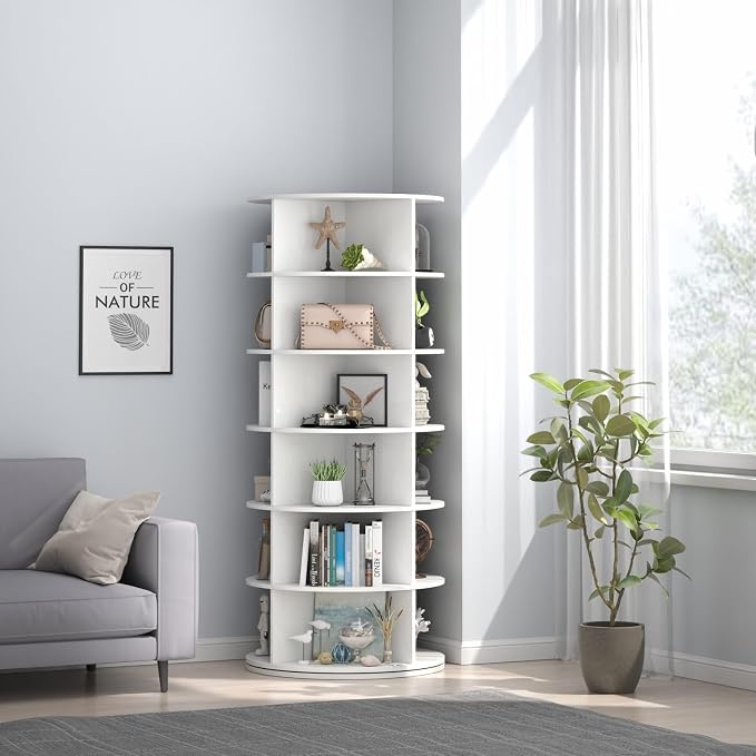 Gyfimoie Rotating Shoe Rack, 6-Tier Spinning Shoe Tower, Free Standing - Image 6