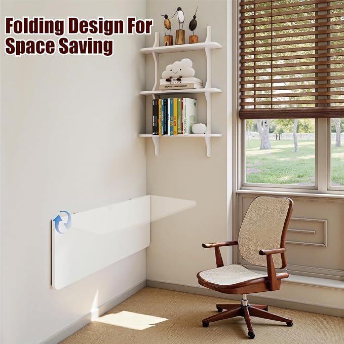 Pmnianhua Wall Mounted Folding Table, Foldable Drop Leaf Table, Wall Mount Fold - Image 2