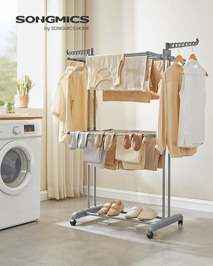 SONGMICS Clothes Drying Rack 3-Tier, Foldable Laundry Drying Rack 58.3-Inch Tall - Image 2