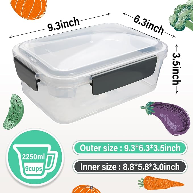 YORY 9 cup Plastic Food Storage Containers - Image 6