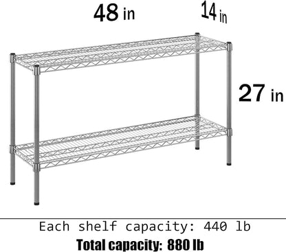14" Deep x 48" Wide x 27" Height Wire Shelving Kit | 2-Tier | NSF Commercial - Image 3