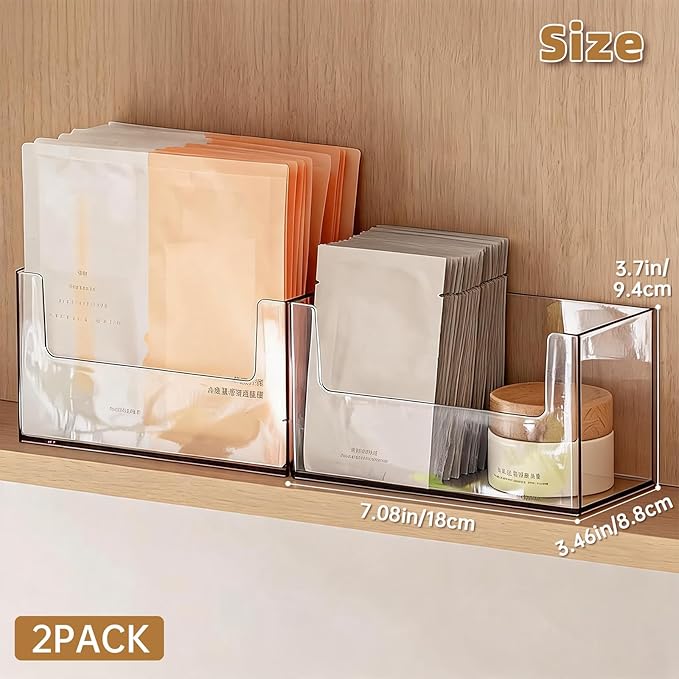 PAVSTINE 2 Pack Clear Medicine Cabinet Organizer, Slim Open Face Mask Storage - Image 2