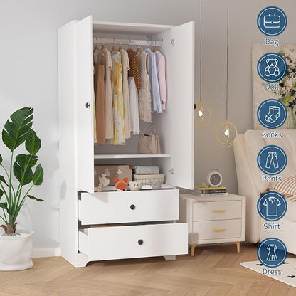 Garvee 71" Armoire Wardrobe Closet, Modern Wooden Bedroom Armoire - Image 3