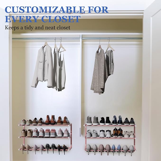 Wall Mounted Shoe Rack, 3 Tier Hanging Shoe Rack Holds 12 Pairs, Space Saving - Image 6