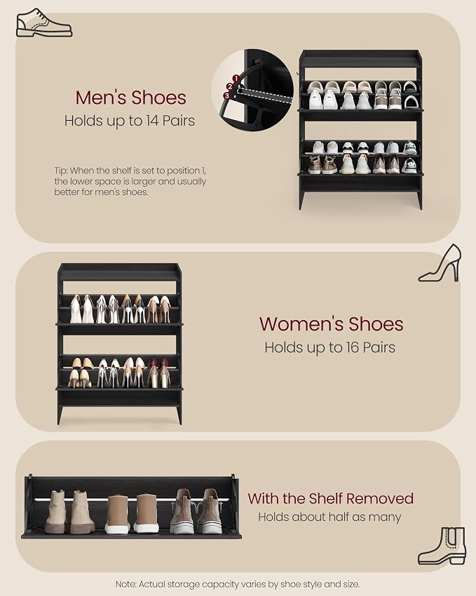 VASAGLE Shoe Storage Cabinet Organizer - Image 6