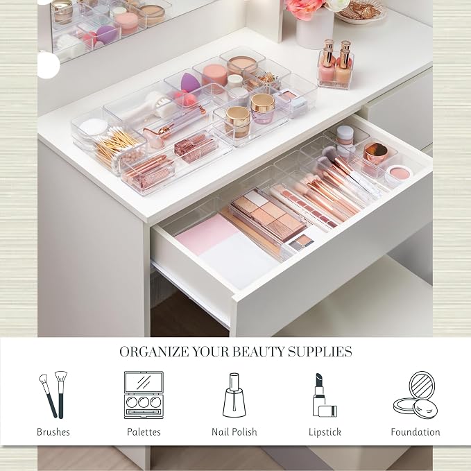 STORi SimpleSort 18-Piece Stackable Clear Drawer Organizer Set | Multi-size - Image 3