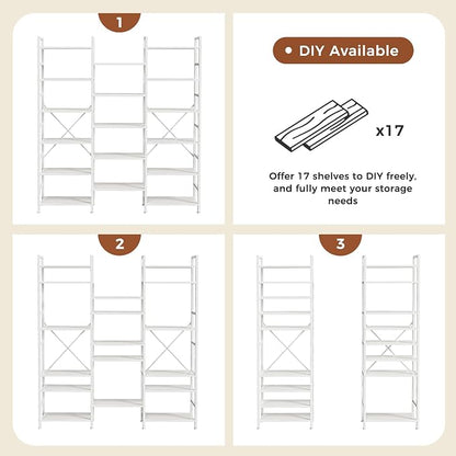 SUPERJARE Triple Bookshelf, Bookcase - Image 9