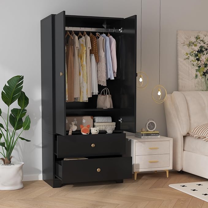 Garvee 71" Armoire Wardrobe Closet, Modern Wooden Bedroom Armoire by Garvee