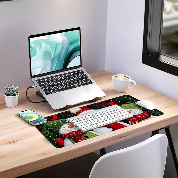 Three Snowmen Gaming Mouse Pad 31.5"x11.8"Desk Mat Anti-Slip Rubber Base & - Image 7