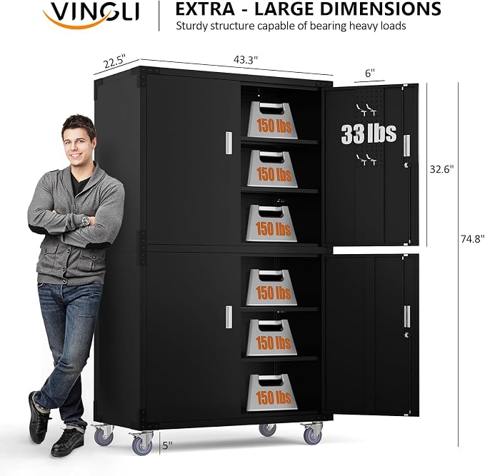 VINGLI Large Garage Storage Cabinet - Image 7