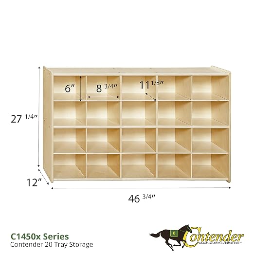Contender 20 Cubby Storage Shelf made of Birch Wood, - Image 3