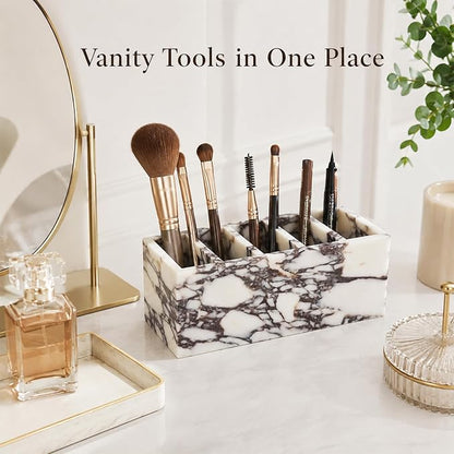 5-Compartment Marble Desk Organizer, 9.84 in | Natural marble 5-section - Image 6