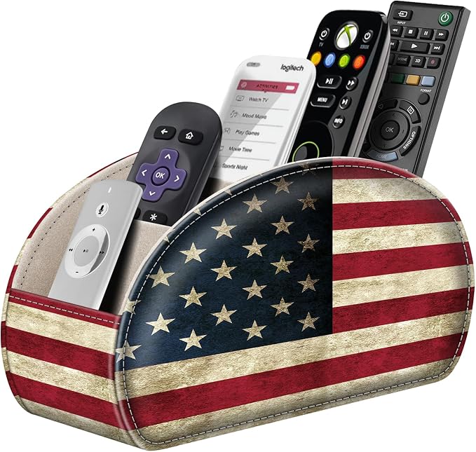 FINTIE Remote Control Holder, 5 Compartments Vegan Leather TV Remoter Caddy by Fintie