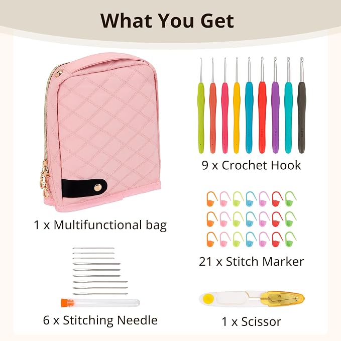 BAGCRAZY Stand-Up Crochet Hook Case Organizer, Travel Craft Holder - Image 2