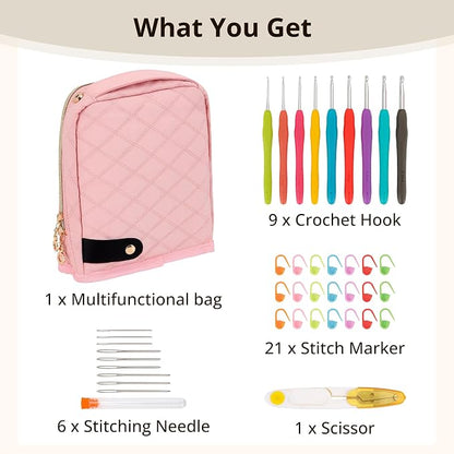 BAGCRAZY Stand-Up Crochet Hook Case Organizer, Travel Craft Holder - Image 2