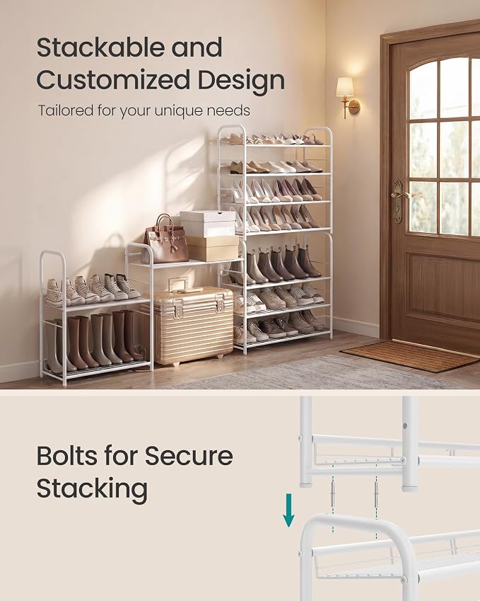 SONGMICS Stackable Shoe Rack, 4 Tier Metal Shoes Rack Storage Shelf, Holds up - Image 4