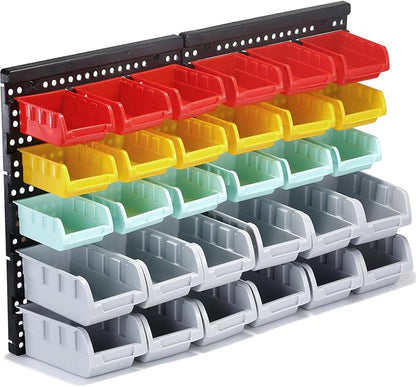 MULSAME Wall Mounted Storage Bins Parts Rack 4 Colors Bin Organizer Garage by MULSAME