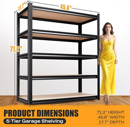 71.2" H Garage Shelving Heavy Duty Storage Shelves, Metal Adjustable Shelving - Image 3