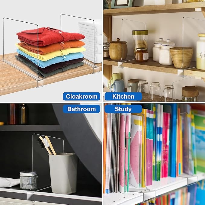 Acrylic Shelf Dividers for Closet Organization 16Pack Closet Shelf Divider - Image 2