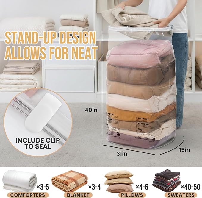 TAILI 8 Pack Vacuum Storage Bags, Jumbo Cube, Extra Large Vacuum Seal Bags - Image 2