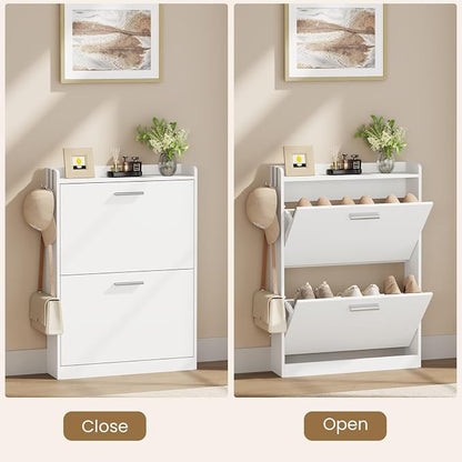 Shoe Cabinet Organizer with 2 Flip Drawers，Freestanding Shoe Rack - Image 3