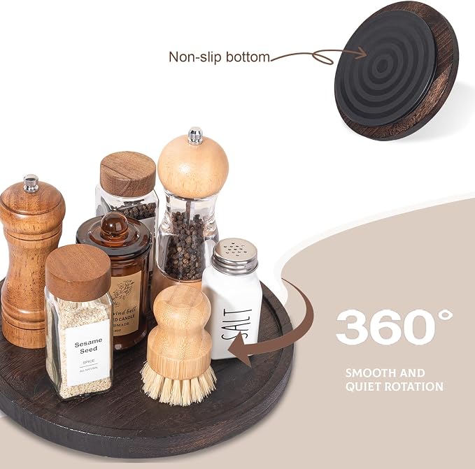 Wood Lazy Susan Organizer Kitchen Turntable - Image 4