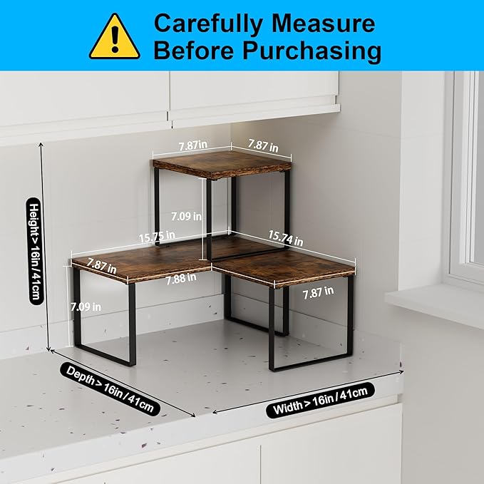 Countertop Shelf, Kitchen Counter Organizer, Adjustable, Stackable | Kitchen - Image 2