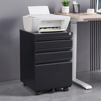 3-Drawer Lockable Mobile File Cabinet – Metal A4/Letter/Legal Size Storage - Image 3