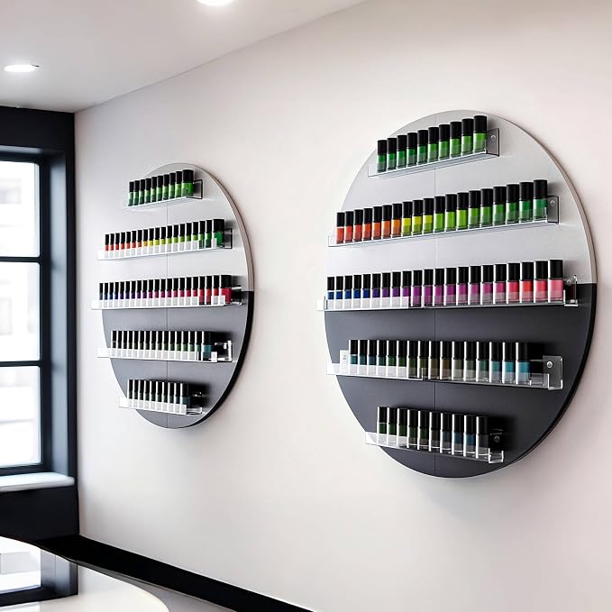 Wall Mount Nail Polish Organizer, Wood Nail Polish Rack w/Acrylic Barrier - Image 6