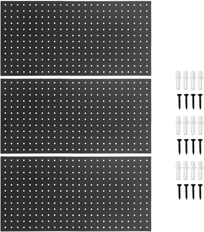 3Pcs Metal Pegboard Panels, 24x12inch Steel Black Pegboards Wall Organizer by Unknown