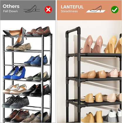 LANTEFUL 5 Tiers Shoe Rack 12-15 Pairs Boots Organizer Storage Sturdy Narrow - Image 6