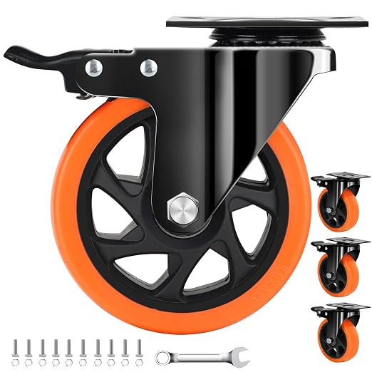 QNCZ Caster Wheels, 5 Inch Heavy Duty Casters Set of 4, Silent Industrial by QNCZ