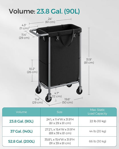 SONGMICS Laundry Basket with Wheels, Rolling Laundry Hamper, 23.8 Gallons - Image 6