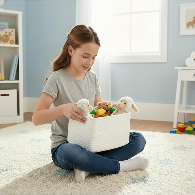 Small Cotton Rope Basket – Storage Bin - Image 3