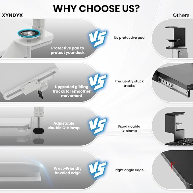 Keyboard Tray Under Desk, Pull Out Keyboard & Mouse Tray - Image 4