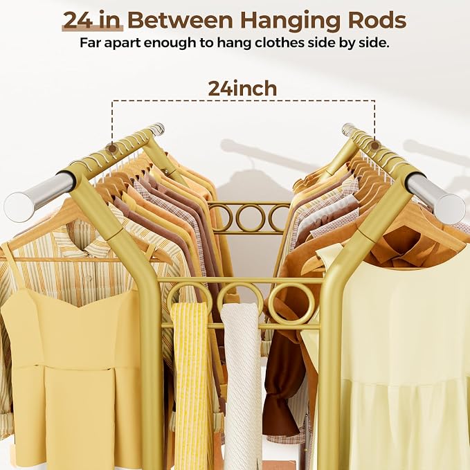 HYSEYY Heavy Duty Clothes Rack, Rolling Clothing Racks - Image 3