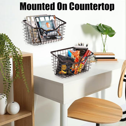 Nicunom 2 Pack Cabinet & Wall Mount Basket, Large Metal Wire Basket Wall Mount - Image 6