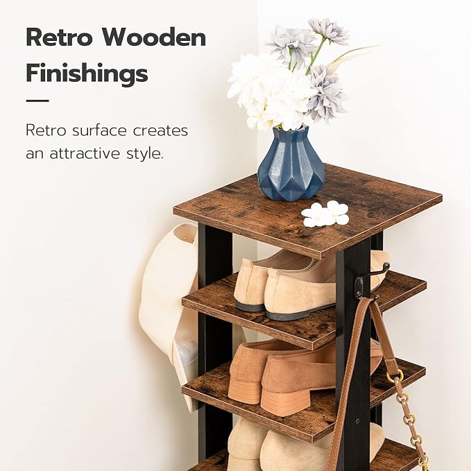 HOOBRO 8 Tiers Vertical Shoe Rack, Wooden Shoe Storage Organizer - Image 9
