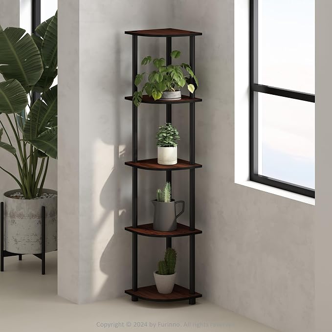 Furinno Turn-N-Tube Storage Shelves, 5-Tier Book Shelf, Corner Shelf, Toolless by Furinno-FitsYourSpaceFitsYourBudget