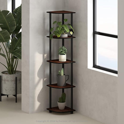 Furinno Turn-N-Tube Storage Shelves, 5-Tier Book Shelf, Corner Shelf, Toolless by Furinno-FitsYourSpaceFitsYourBudget