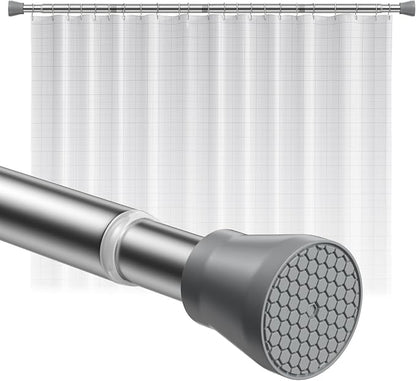 Shower Curtain Rod 45-77 Inch Silver Shower Rod Tension Rod Adjustable Curtain by QINGYUN