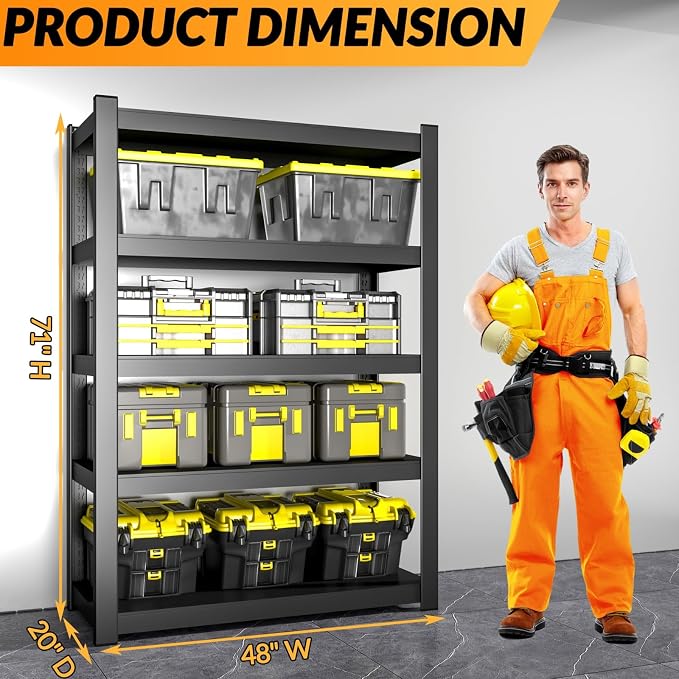 BESFUR 71" H Wider Garage Shelving, 3000LBS 5-Tier Heavy Duty Storage Shelves - Image 3