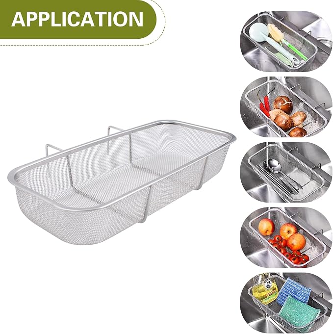 Sink Drain Strainer Basket, Stainless Steel Side Hanging Kitchen Food Waste - Image 6