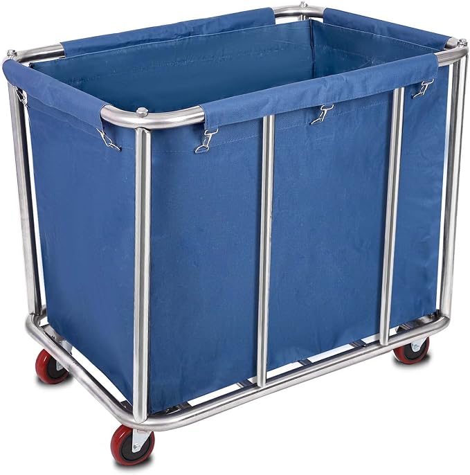 12 Bushels Laundry Cart Commercial/Home, Heavy Duty Large Stainless Steel by LORQING