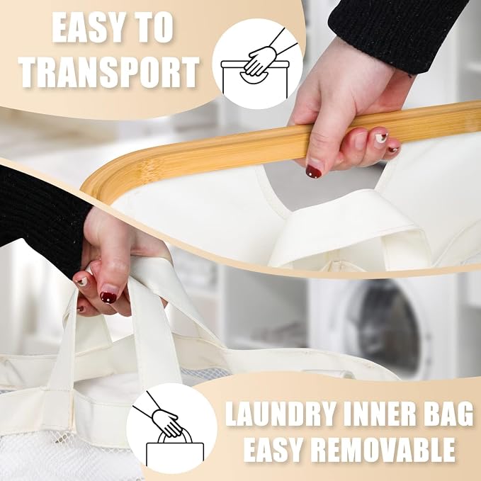 Extra Large 3 Section Dirty Clothes Laundry Basket - Image 5