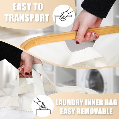 Extra Large 3 Section Dirty Clothes Laundry Basket - Image 5